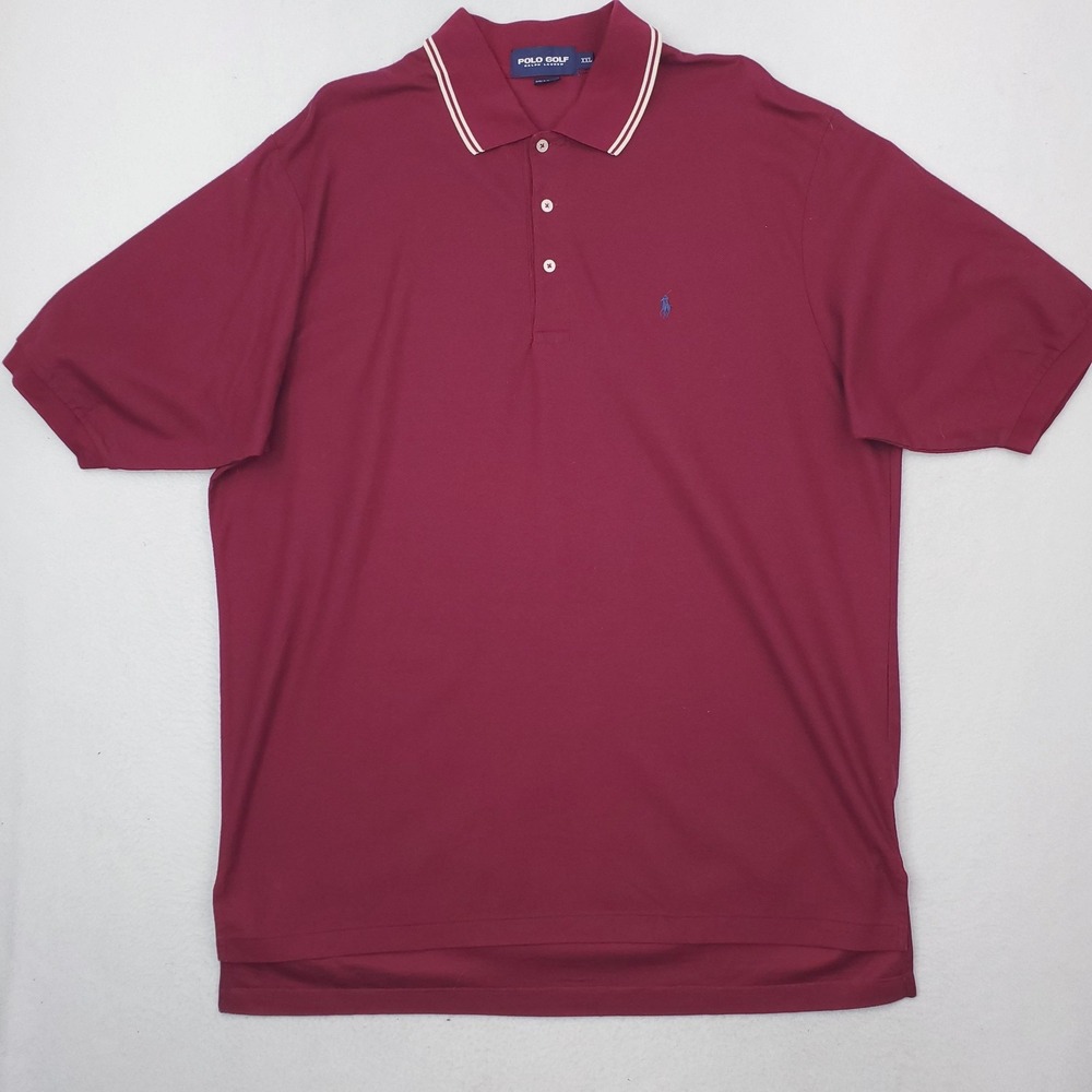 Polo Ralph Lauren Polo Shirt Mens 2XL Burgundy Cotton Golf Solid Casual Preppy